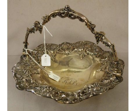 Victorian sterling silver basket with pierced foliate border, hallmarked Sheffield 1854, maker: Henry Wilkinson & Co, 618g ap