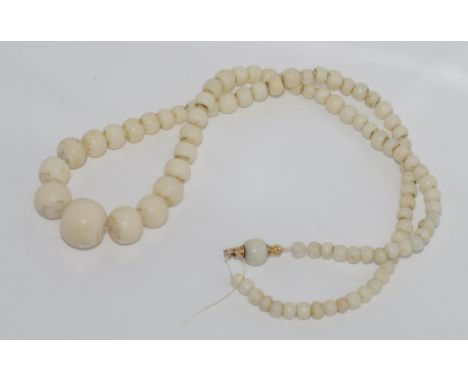 Vintage white coral bead necklace with gold 12ct clasp (tested as 12ct but not marked)