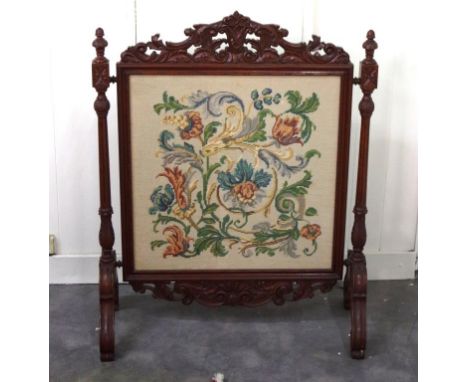 Edwardian tapestry fire screen 76cm wide, 94cm high