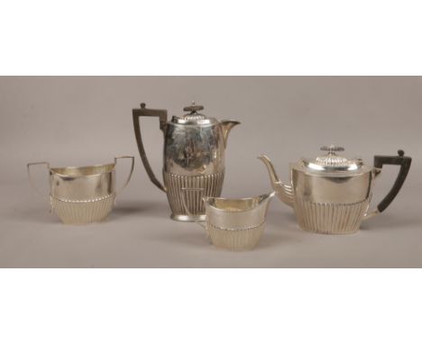 A silver four part tea service assayed Sheffield different date marks, manufactured by Cooper 1886-1900, 1222 grams gross wei