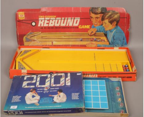 Two vintage boxed board games, Two - Cushion Rebound and 2001.