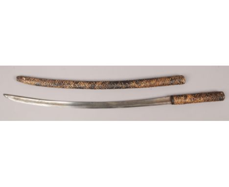 A late 19th / early 20th century Japanese Samurai sword with bound scabbard and grip.