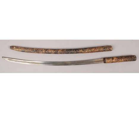 A late 19th / early 20th century Japanese Samurai sword with bound scabbard and grip.