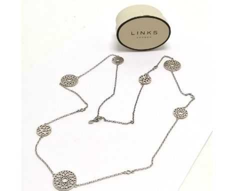 Links of London silver necklace with circular panel detail - 80cm &amp; 19g &amp; in original oval retail box 