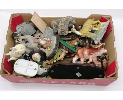 Collection of ceramic animals to include deer, sheep, cows, etc. To include The Leonardo Collection, The Regency Fine Arts Co