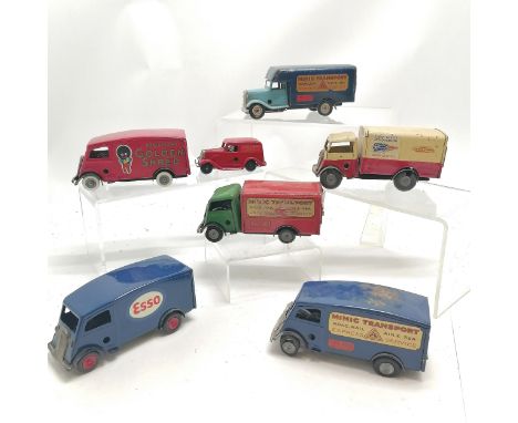 7 x Minic Tri-ang vans ~ Minic transport forward control + Luton van + shutter van, British Railways van forward control, Rob
