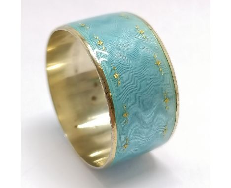 Norwegian silver guilloche enamel napkin ring stamped 925 SGR - 3.5cm diameter &amp; 16g total weight with no obvious damage 