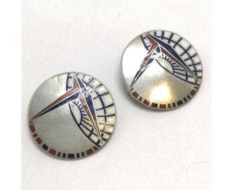 2 x WWII AAF ATC sterling silver enamel brooches / badges by La Velle &amp; Co (Philadelphia) - 2.8cm diameter &amp; 13.3g to