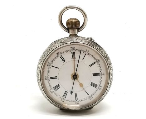 Antique 935 silver cased nurses / doctors pocket watch with enamel cross detail to reverse and centre second sweep hand - 38m