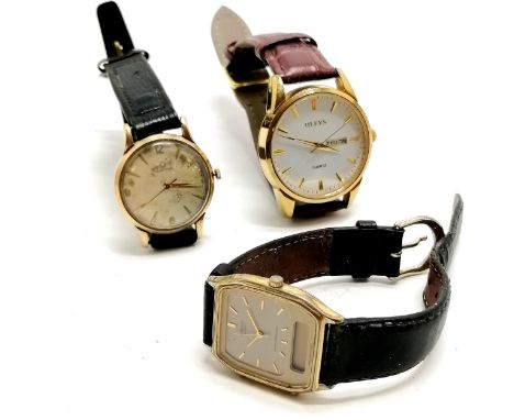 Certina 9ct gold cased manual wind wristwatch t/w 2 quartz wristwatches ~ all for spares / repairs 