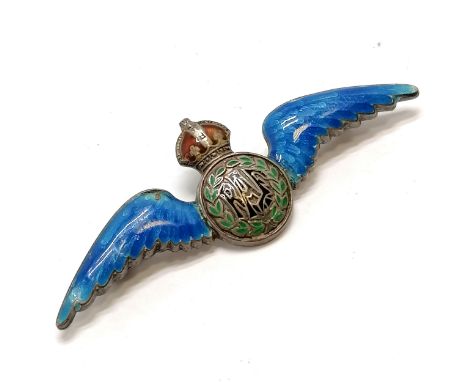 Silver RAF sweetheart brooch with enamel detail - 5.5cm &amp; slight losses to enamel 