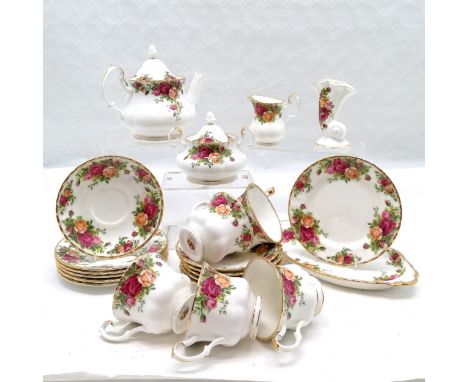 Set of Old Country Roses tea set by Royal Albert. 1 cup has a chip to the base otherwise No obvious signs of damage.