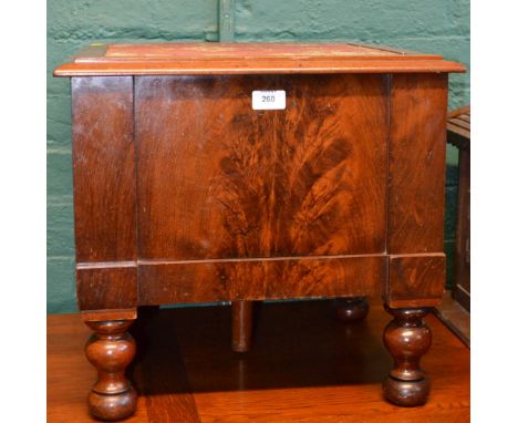 A Victorian single mahogany box commode with carpet inset top