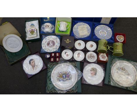 A collection of assorted Royal Family commemorative china including Spode, Royal Doulton and Royal Albert 