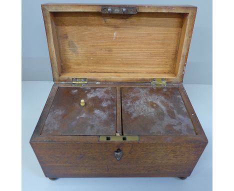 A 19th Century mahogany two-compartment tea caddy 