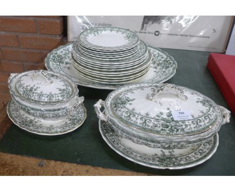 A collection of K&amp;Co Oxford dinnerwares with green decorated borders **PLEASE NOTE THIS LOT IS NOT ELIGIBLE FOR POSTING A