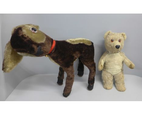 A vintage 1950's Chiltern musical Cubby Bruin Teddy bear and kid goat 