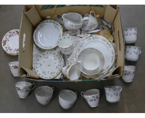 Six Myott The Everglades cups and saucers and two part tea services, Jacksons Gosling five saucers and four cups and German F