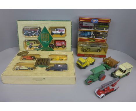 Dinky and Corgi die-cast model vehicles, playworn and two Lledo Days Gone sets 