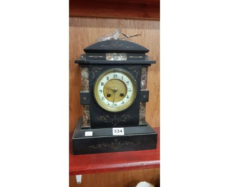 SLATE &amp; MARBLE MANTLE CLOCK