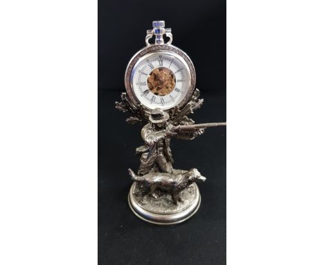 HUNTING SCENE POCKET WATCH STAND &amp; POCKET WATCH