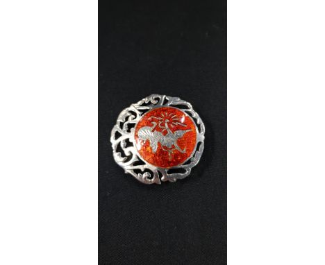 SILVER &amp; ENAMEL BROOCH
