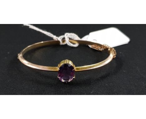 VICTORIAN 9CT GOLD HALLMARKED AND AMETHYST BANGLE