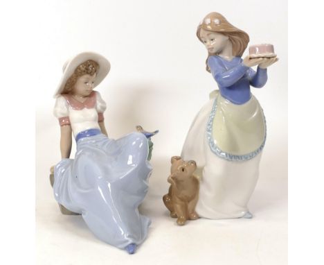 Nao Figures to include Girl with Puppy Dog &amp; Girl with Pidgeon, tallest 20cm(2)
