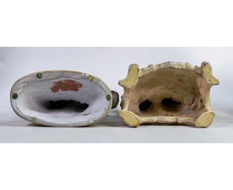 Ruberoid &amp; plaster advertising figures for Yardleys Lavender, height 29cm - cracks to base &amp; hand on ruberoid item (2