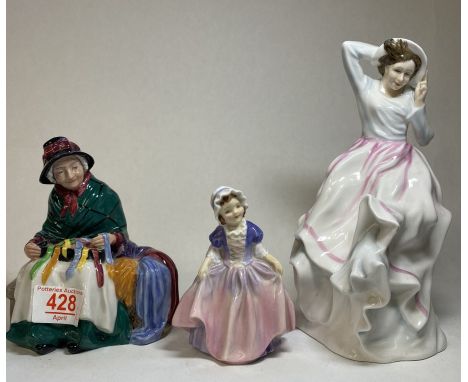 Royal Doulton figures to include Silks &amp; Ribbons Hn2017(2nds), Veronica Hn3205 &amp; Dinky Doo (3) 