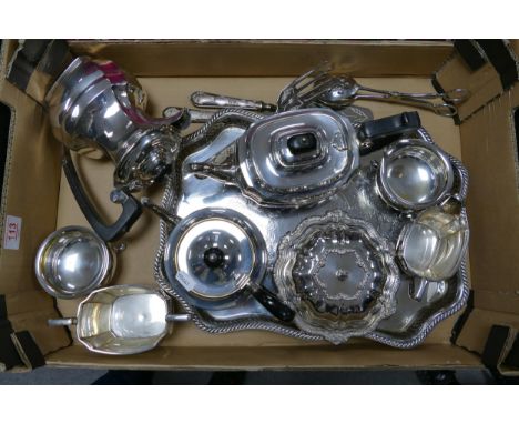 A collection of quality Silver Plated items to include Tea &amp; Coffee service, galleried tray, cutlery etc 