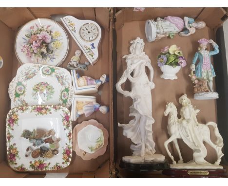 Mixed collection of ceramic items to include Aynsley mantle clock, shelley floral cup and saucer, foley cake plate, continent