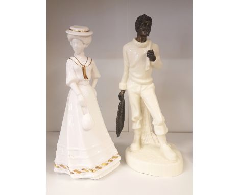 Spode Pauline Shone figure 'Lily' together with a seconds Minton figure The Fisherman MS13 (2). 