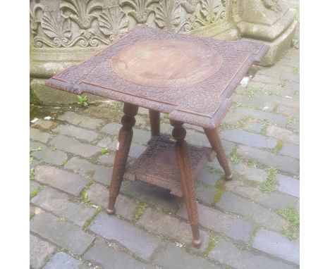 19th century Anglo-Indian/Burmese hand carved lamp table.