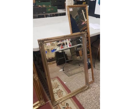 A bevelled edged ornately framed wall mirror, together with a vintage hall mirror, bevelled edged mirror measures 84cm x 59cm