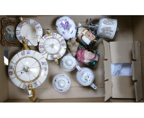 A mixed collection of items to include Sudlow Floral decorated Tea Service, Royal Doulton Small character jugs etc 