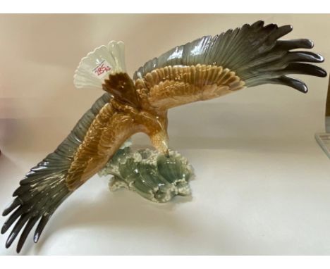 Large Hutschenreuther Ceramic Eagle Figure, wingspan approx 63cm, one feather tip re-glued and some talon loss noted.