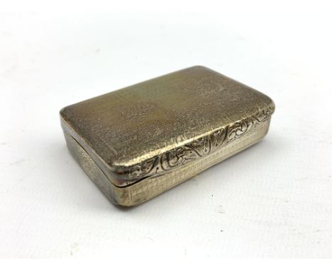 George IV silver rectangular snuff box with engine turned decoration  4cm x 6.5cm Birmingham 1823 Maker Thomas Freeman 1.7oz 