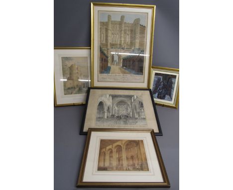 5 church pictures includes  William Fowler of Winterton engraved, coloured and published from a drawing by his son Joseph Fow