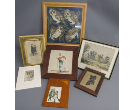 6 pictures and an owl tapestry - St Martins Church and school, East Ravendale, Lincolnshire 1857, purchased as a gift by Coli
