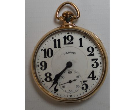 "Illinois" gold plated open face Sangamo Special pocket watch - loose crystal - working