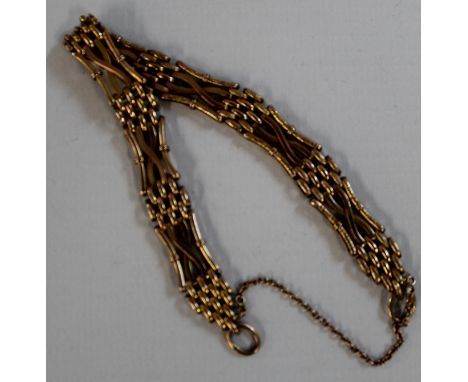 9ct gold gate bracelet, fastener missing, 7.6g