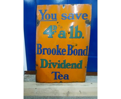 Enamel advertising sign "Brooke Bond Dividend Tea" 51cm w x 76cm h