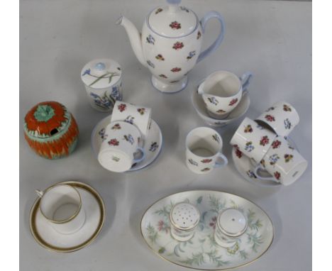&nbsp;Shelley part coffee set (missing 1 saucer), Shelley pumpkin and jam pot, 1 Shelley Athene coffee can &amp; saucer, Mint