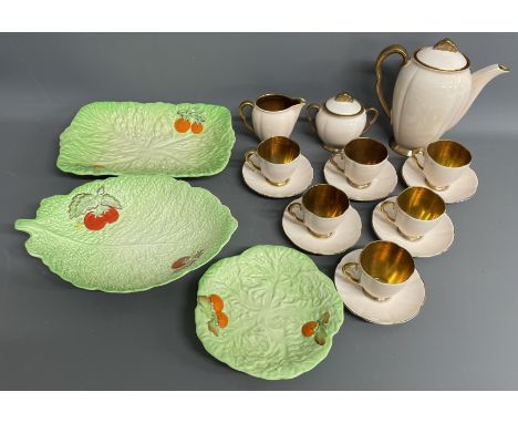 Carlton Ware gilded half coffee service, Carlton Ware, Beswick &amp; Crown Devon tomato pattern dishes