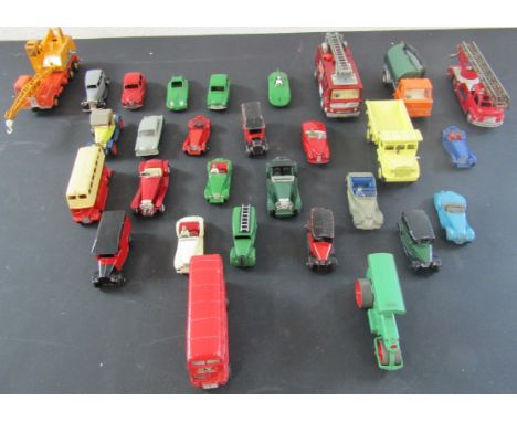 Dinky cars including fire engine, truck, crane etc (play worn and some repainted)