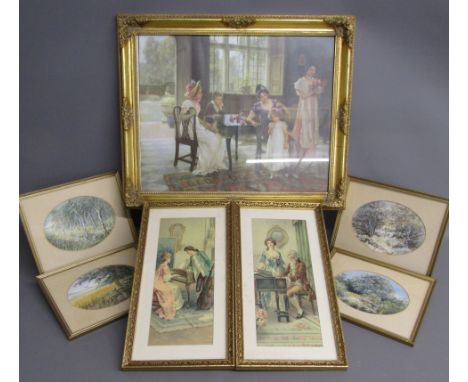 7 pictures includes - 4 framed watercolours 'Winter-Time' - 'Spring-Time' - 'Autumn-Time' &amp; 'Hound' unsigned - Eva Hollye