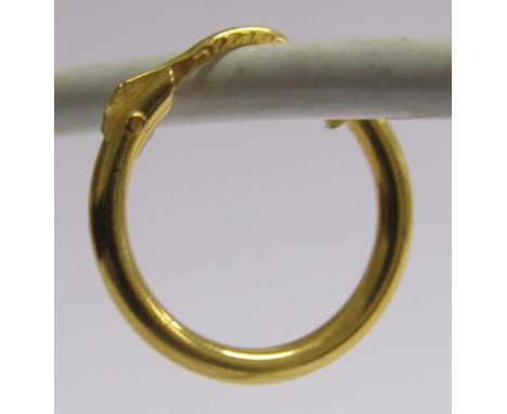 22ct single gold hoop earring - total weight 0.9g