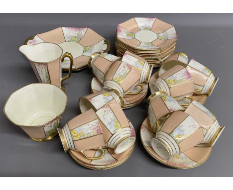 Royal Staffordshire Art Deco tea service with daffodil decoration