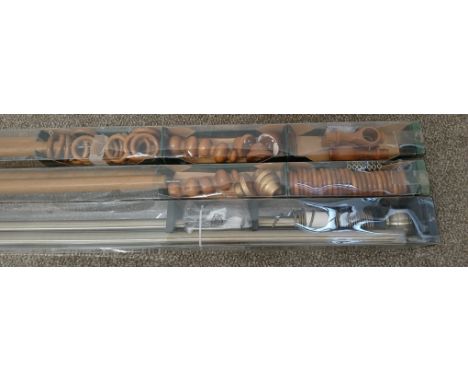 1 x metal &amp; 2 x wooden curtain poles